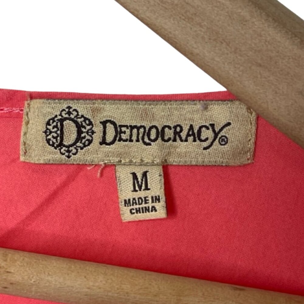 DEMOCRACY | Pink Cotton Cold Shoulder Eyelet Blouse | Size M - Picture 9 of 13